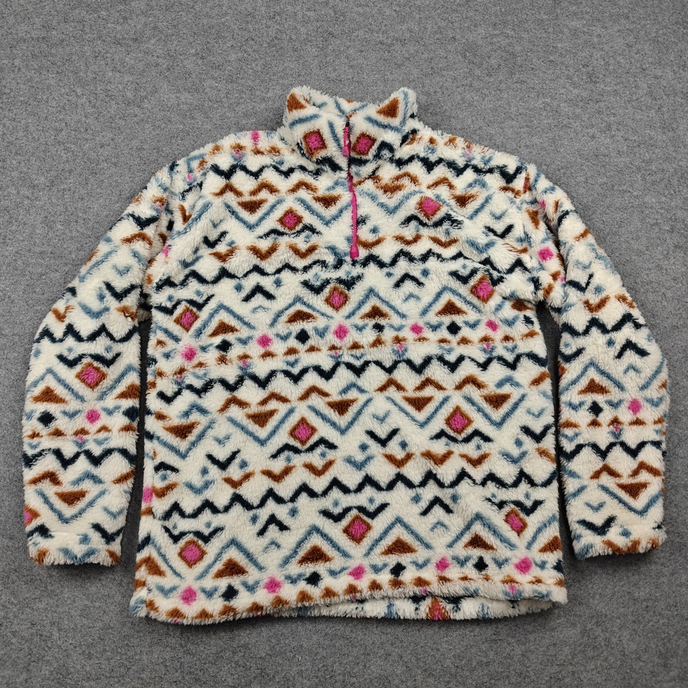 Eddie Bauer Sweatshirt Womens Medium White 1/4 Zip Lined Fleece Heavyweight